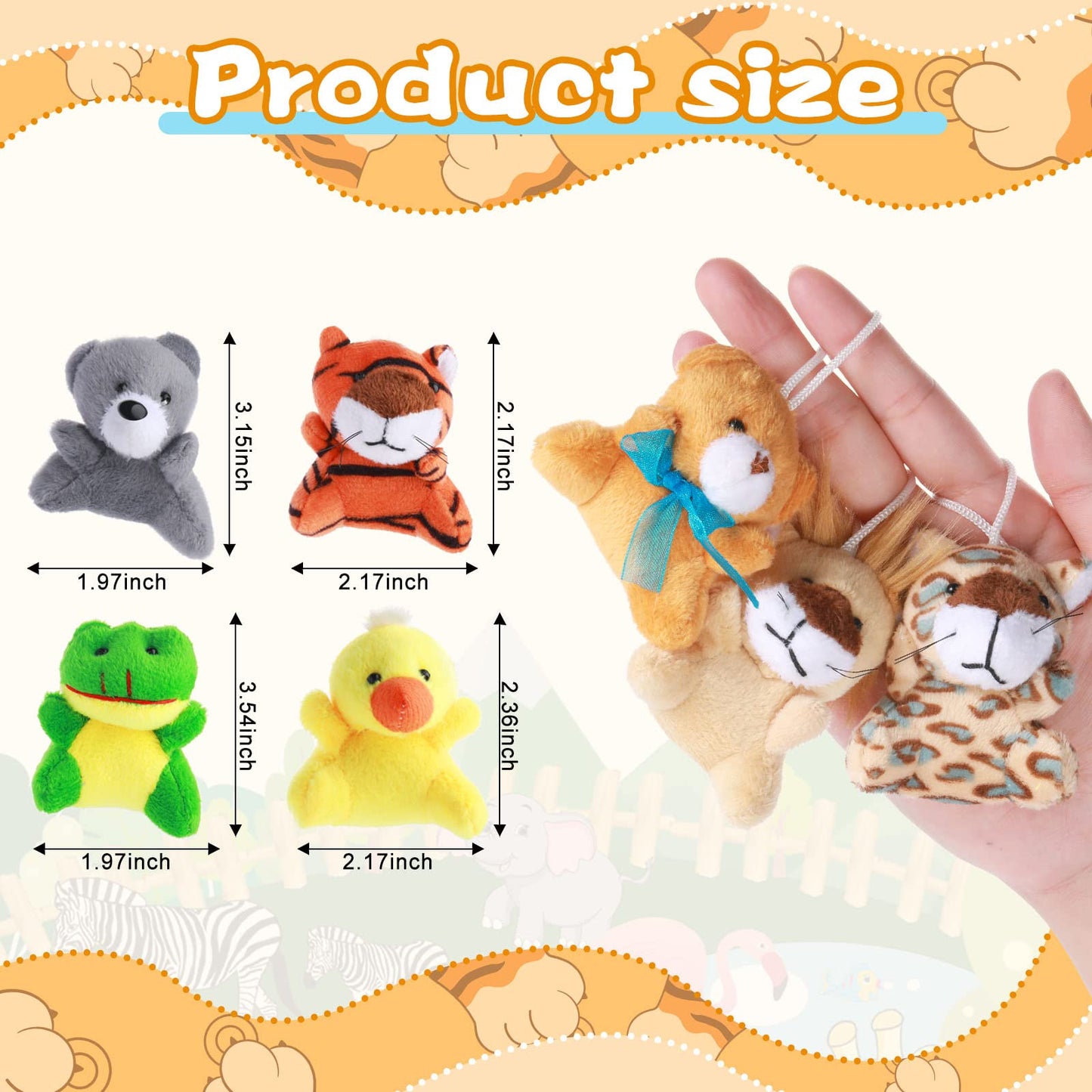 Skylety 60 Pack Animals Mini Plush Party Favors, Cute Small Plush Stuffed Animal Keychain Toy in Bulk for Carnival Prizes, Easter Basket Stuffers, Classroom Reward, Kindergarten Goodie Bag Fillers