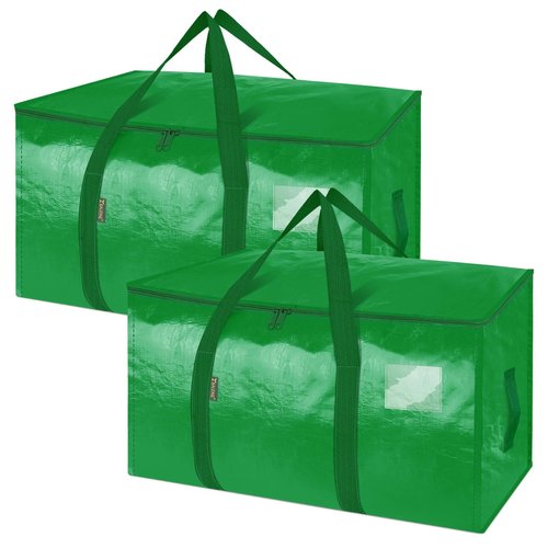 BALEINE 2-Pack Oversized Moving Bags with Reinforced Handles, Heavy-Duty Storage Tote for Clothes, Moving Supplies (Light Green, 2-Pack)