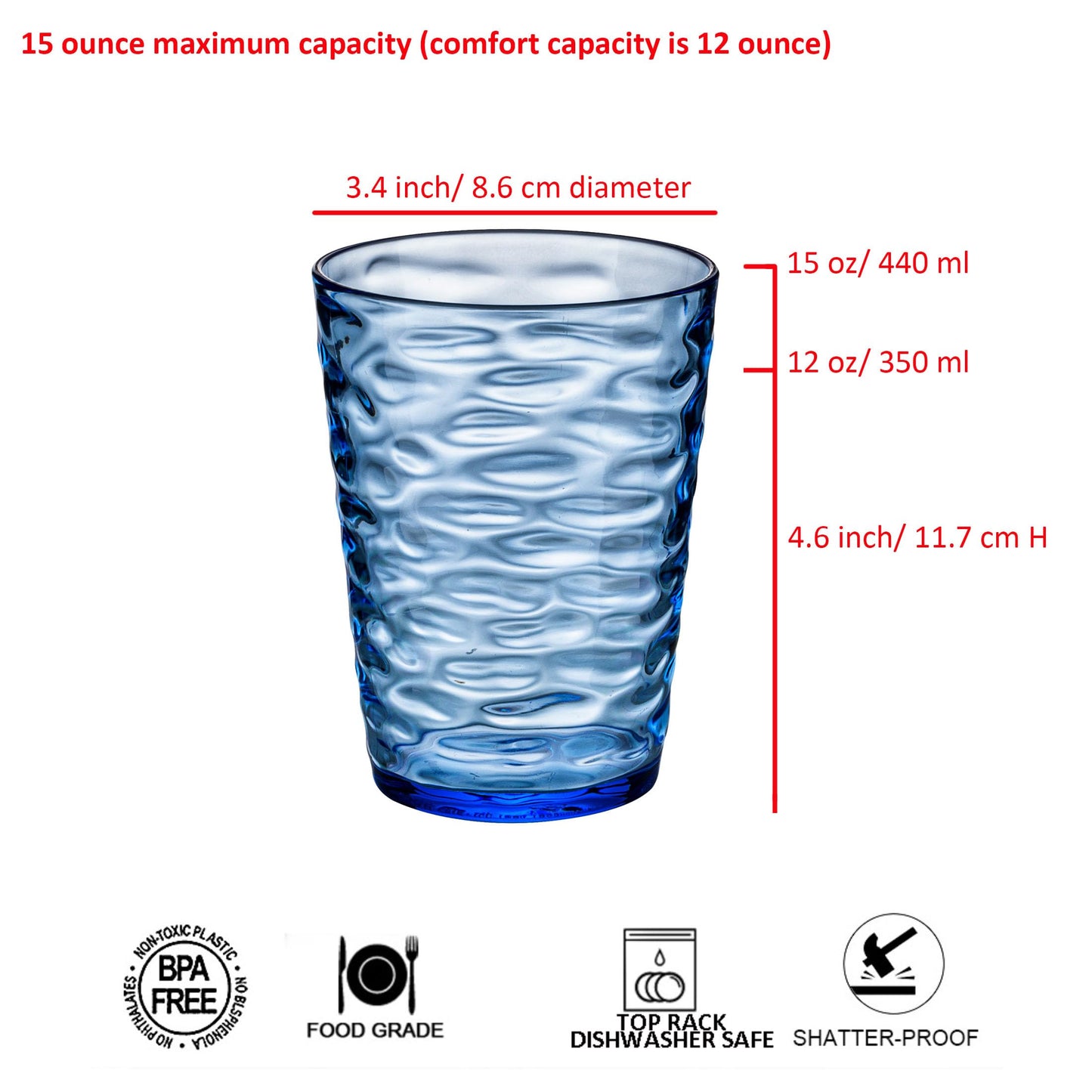 ZAINCA 14-ounce and 20-ounce Plastic Tumblers, Acrylic Drinking Glasses, set of 8 Multicolor Reusable Plastic Cups, Stackable, BPA-Free, Shatter-Proof, Dishwasher-Safe