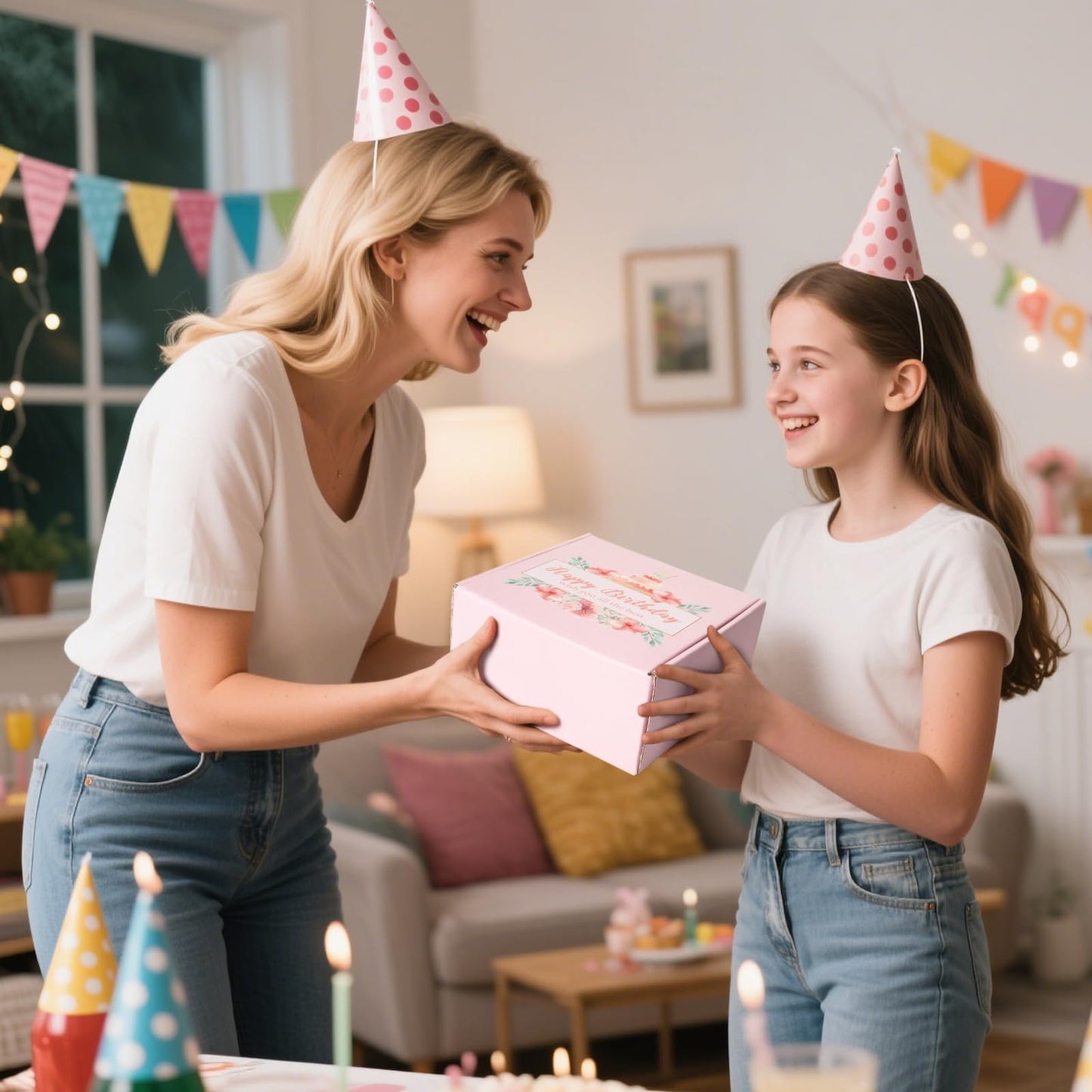 XGFYYMM 13th Birthday Gifts for Girls, 13 Year Old Gift Ideas for Official Teenager Girl, 7Pcs Happy 13th Birthday Basket Decorations Teen Trendy Stuff, Pink Presents Box for Her, Daughter, Niece