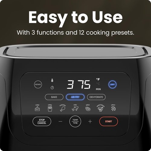 CHEFMAN Digital Air Fryer - Multifunctional 10L XL Capacity with 17 Touch Screen Presets | Black