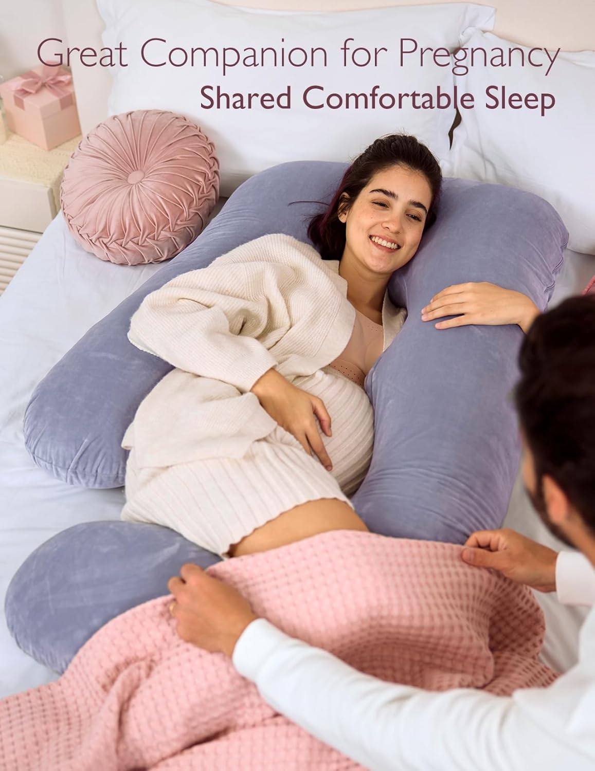 Momcozy Nursing Bras - Breathable Mesh Comfort for Maternity | Medium Size U-Shaped Full Body Pillow
