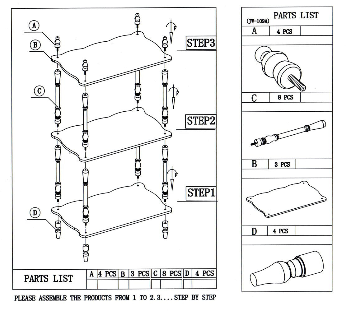 Frenchi Home Furnishing 3-Tier Shelves