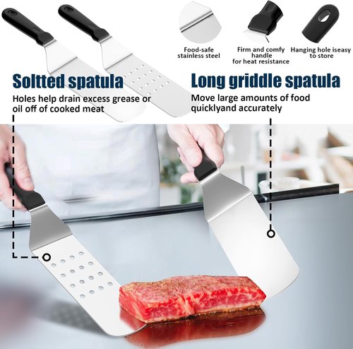 Blackstone 18-Piece Griddle Accessories Kit | Premium Grill Spatula Set with Basting Cover & Scraper for Outdoor BBQ