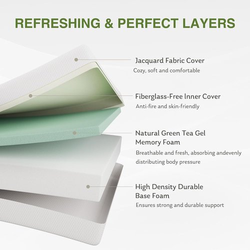 EGOHOME Twin XL Memory Foam Mattress - 12 Inch Cooling Gel Bed with Medium Firm Support | CertiPUR-US Certified, 80''L x 38''W, White