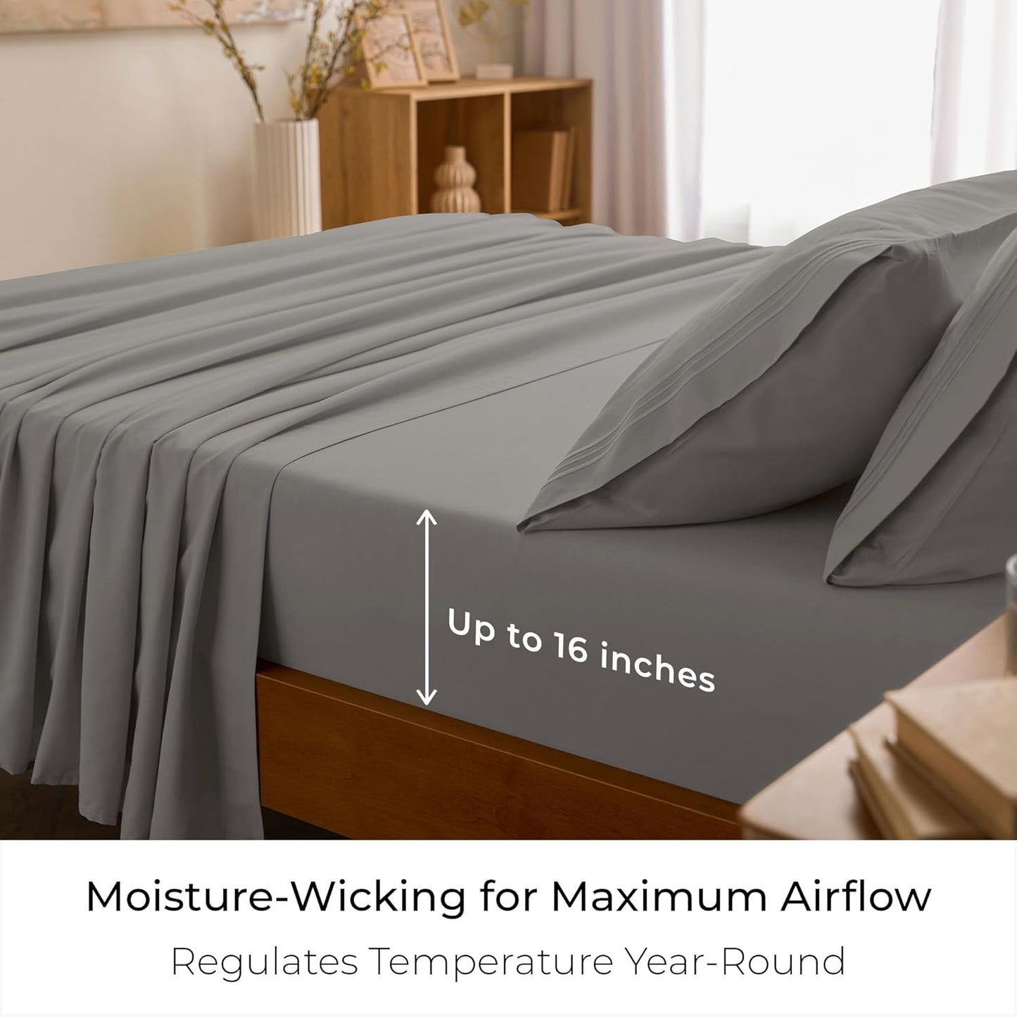 Mellanni King Sheets Set - Hotel Luxury Bedding | Extra Soft, Cooling, Wrinkle-Resistant (King, Taupe)