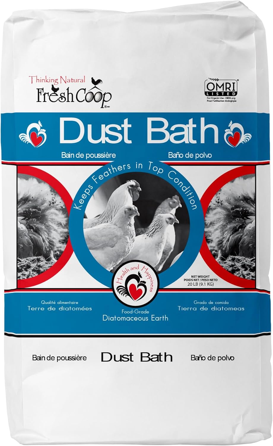 Progressive Planet Fresh Coop Dust Bath - 20lbs Food-Grade Diatomaceous Earth & Clay for Healthy Feathers | Reduces Boredom