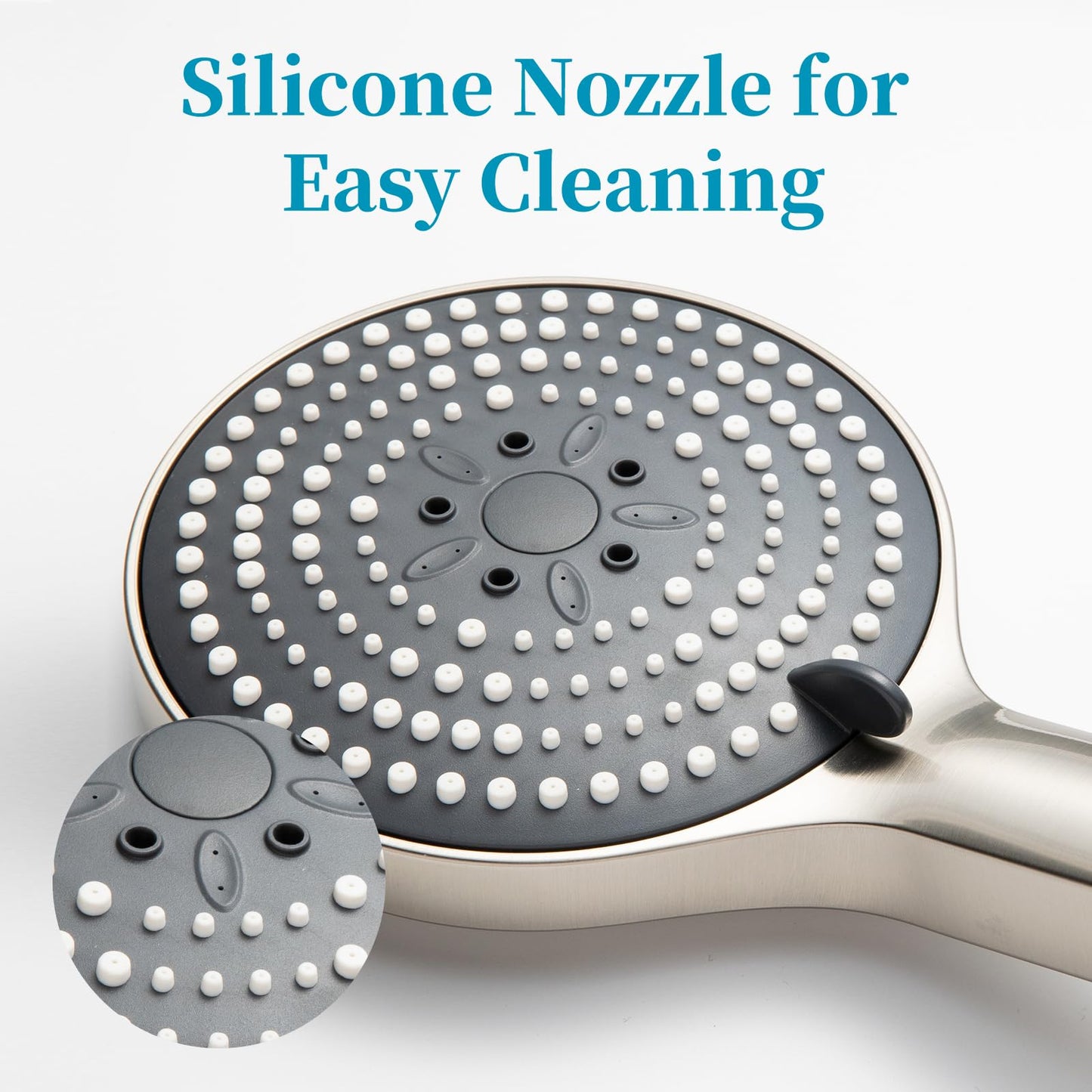 OFFO Handheld Shower Head Set, 6-Mode Brushed Nickel High Pressure Handheld Sprayer with 60" Stainless Steel Shower Hose, High Flow Large Powerful Boosting Handheld Showerhead for Low Water Pressure