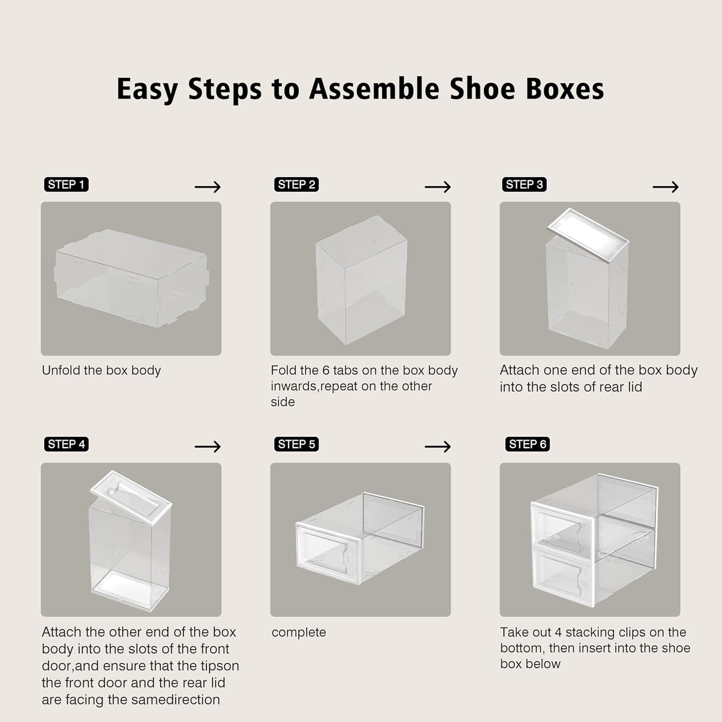 SEE SPRING Shoe Storage Box - 12 Pack Clear Plastic Stackable Organizer for Closet | Space-Saving Design