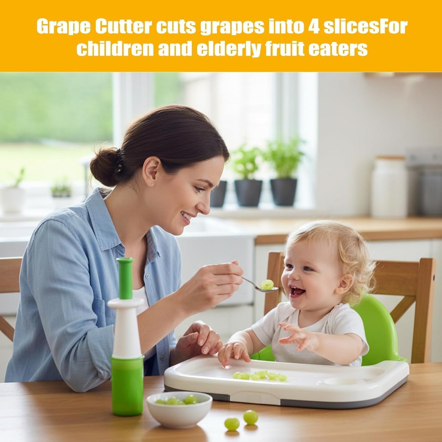 Skiennix Grapes Cutter - 3-Pack Toddler-Friendly Fruit & Veggie Slicer | Ideal for Salads & Snacks - Green Cross Blade