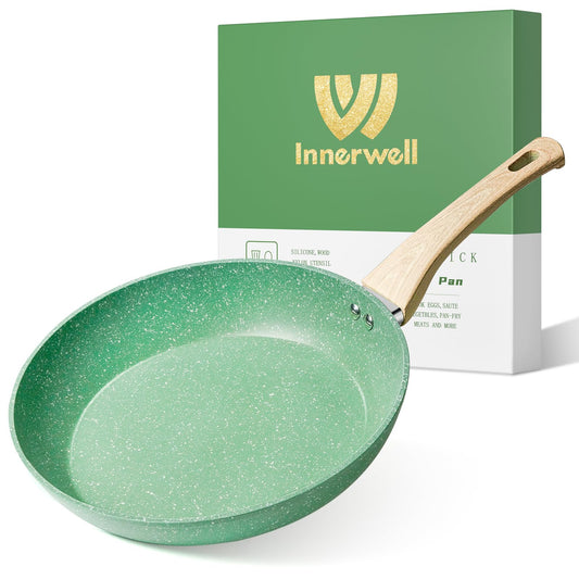 Innerwell Nonstick 11 Inch Skillet, Aluminum, Ergonomic Handle, Non-Toxic, Safe, Healthy, Easy Clean, Suitable for All Stovetops