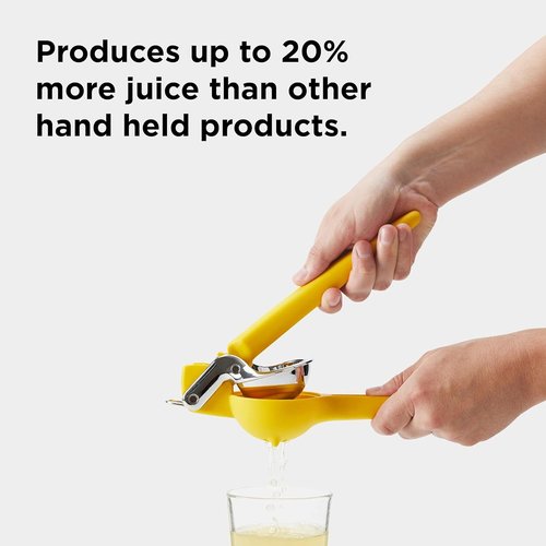 Chef'n FreshForce Lemon Squeezer - Manual Citrus Juicer with Dual-Gear Power for Maximum Juice Extraction - Durable Yellow