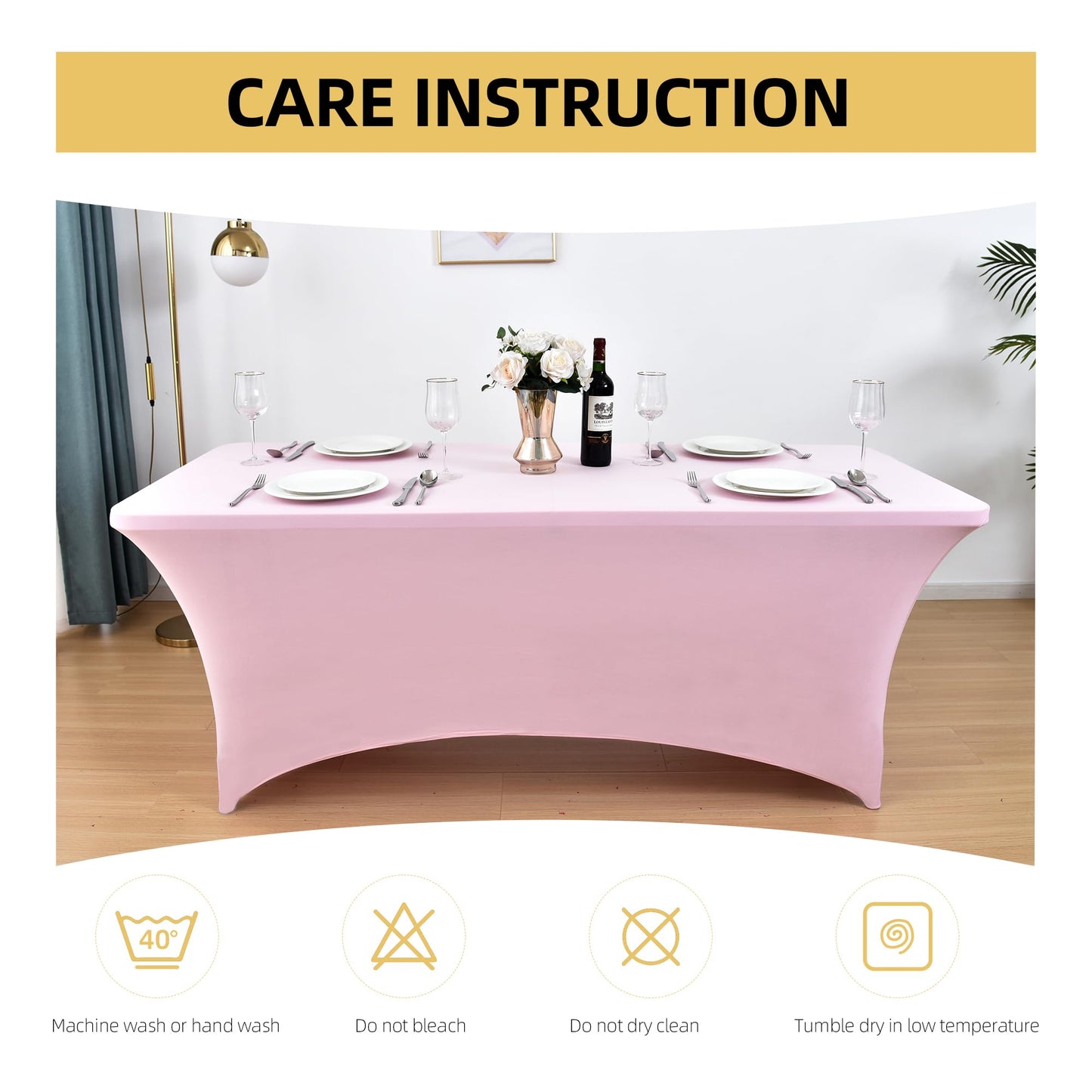 ZarzaaSik 6-Pack 6ft Spandex Table Covers for Rectangle Standard Folding Tables - Wrinkle Resistant Stretch Tablecloths - Ultimate Fitted Table Protector for Parties, Trade Shows, Wedding