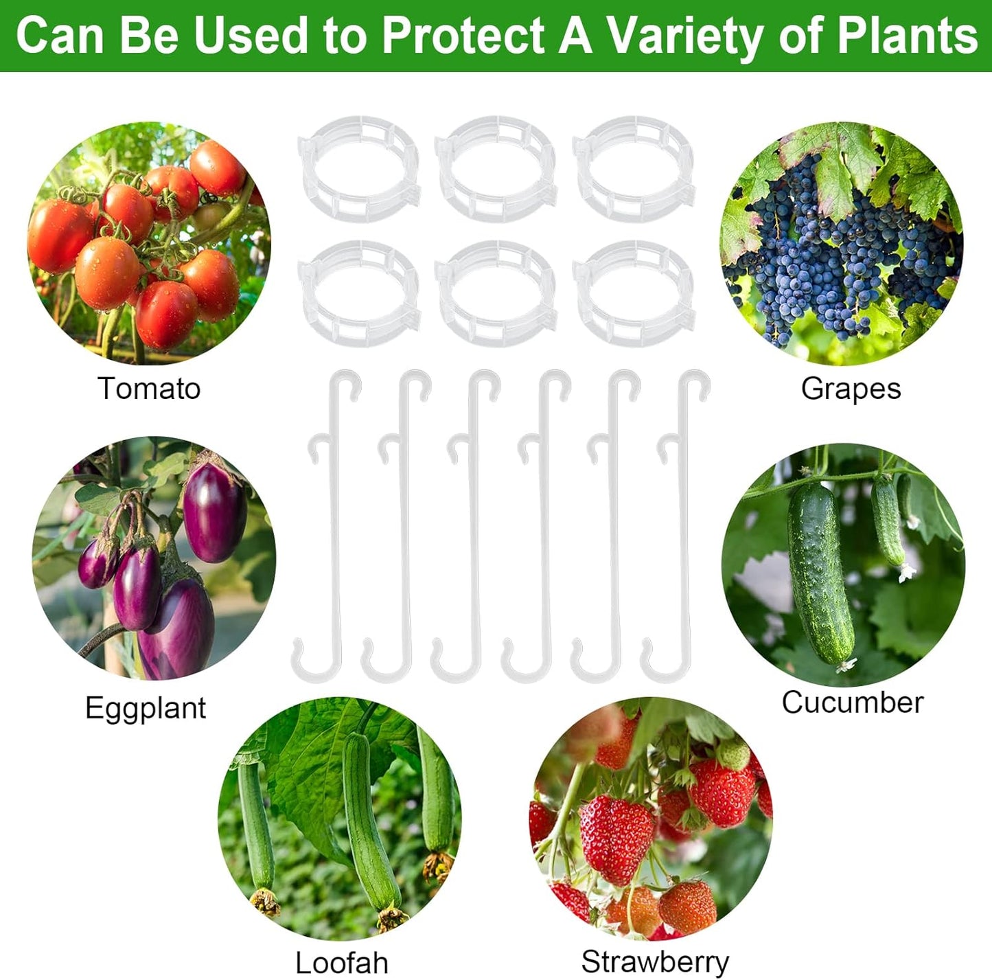 Unves Tomato Clips - 250 Pcs Plant Support Hooks for Tomatoes, Cucumbers & Melons | Grow Upright & Prevent Falling