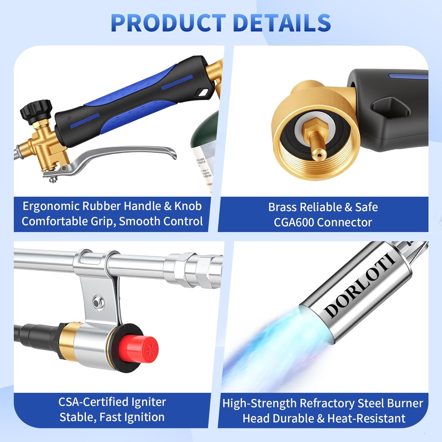 Propane Torch Weed Burner Propane Burner Weed Torch Heavy Duty Blow Torch 31"Flamethrower with Self Igniter and Turbo Trigger for Weeding Roofing Road Ice Melting BBQ(Fuel Cylinder Not Included)