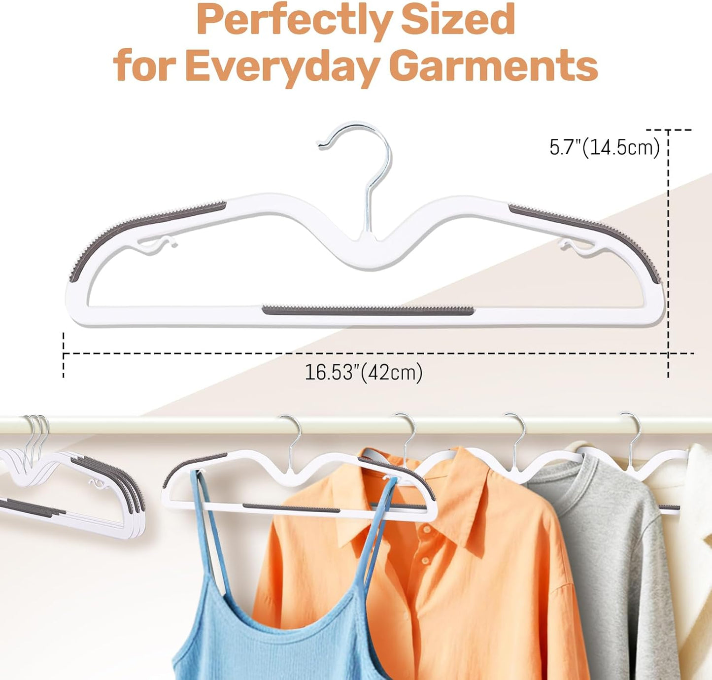 Sishynio Heavy-Duty Plastic Hangers - 20 Pack Non-Slip Space-Saving Closet Organizer for Shirts & Coats (Grey)