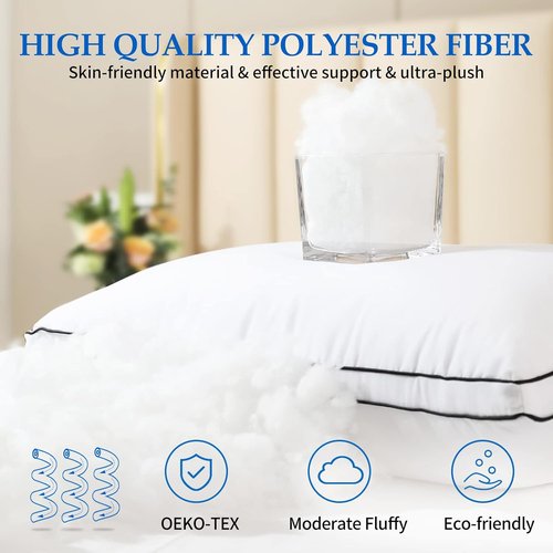 DolceLuna Queen Size Pillows - Set of 2 Soft Down Alternative Luxury Pillows for Side & Back Sleepers