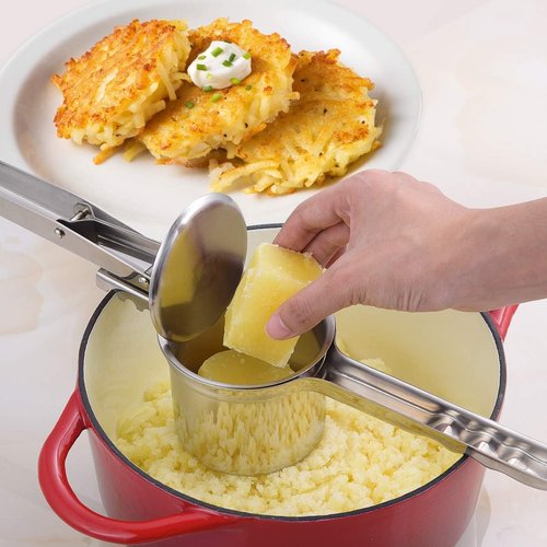 **Skiennix Heavy-Duty Stainless Steel Potato Ricer - 15oz Masher with 3 Interchangeable Discs**