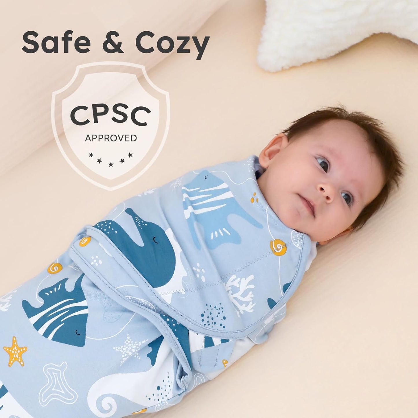 Yoofoss Baby Swaddles - 100% Cotton Adjustable Swaddle Sack for Newborns | 0-3 Months, 3 Pack, Soft & Breathable