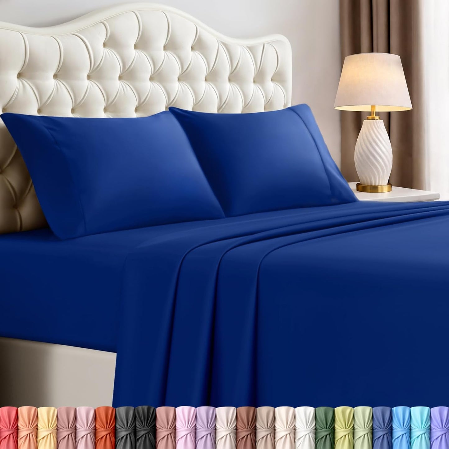 Utopia Bedding King Size Sheet Set - Soft, Breathable Microfiber - 4 Pieces in Royal Blue