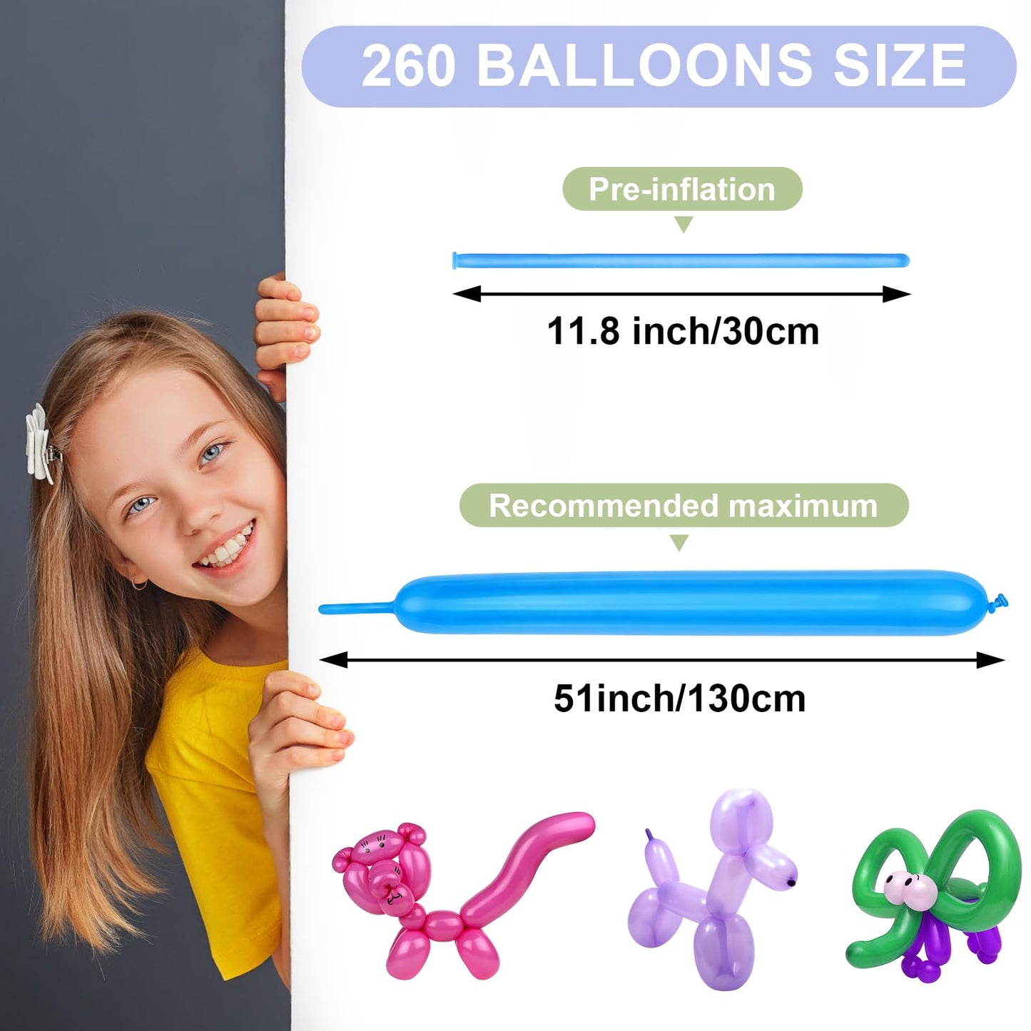 260 Balloons 100 PCS Multi - Premium Long Skinny Latex Balloons for Animal Twisting, Beginners, Weddings & Birthdays Party Decorations