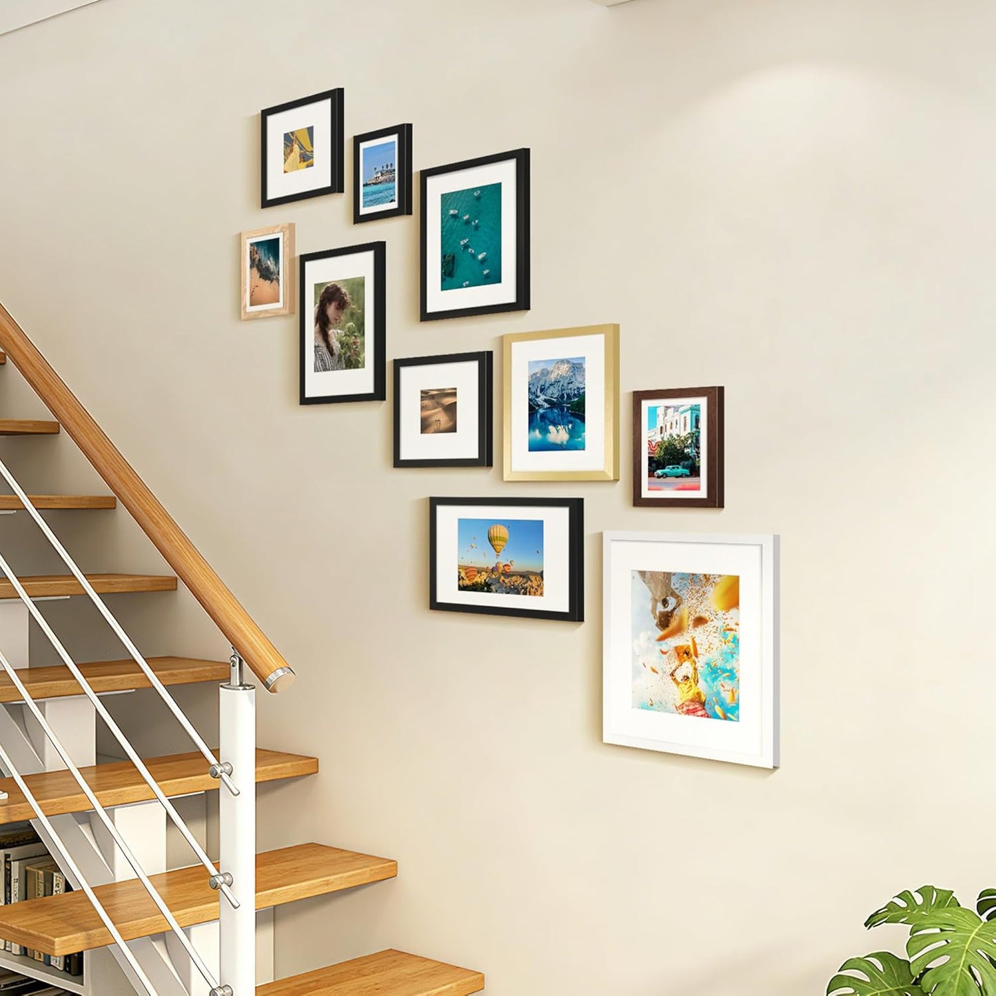 Upsimples 5x7 Picture Frame Set of 10 - Multi-Photo Collage Frames for Wall/Tabletop Display - Black