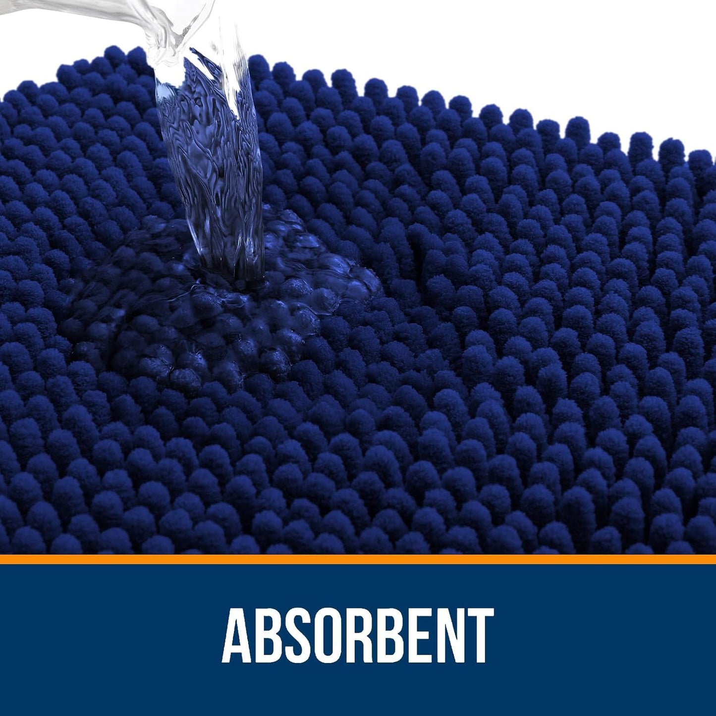 OLANLY Bathroom Rugs - Extra Soft Absorbent Chenille Mats | Quick-Dry, Machine Washable, 32x20 Navy