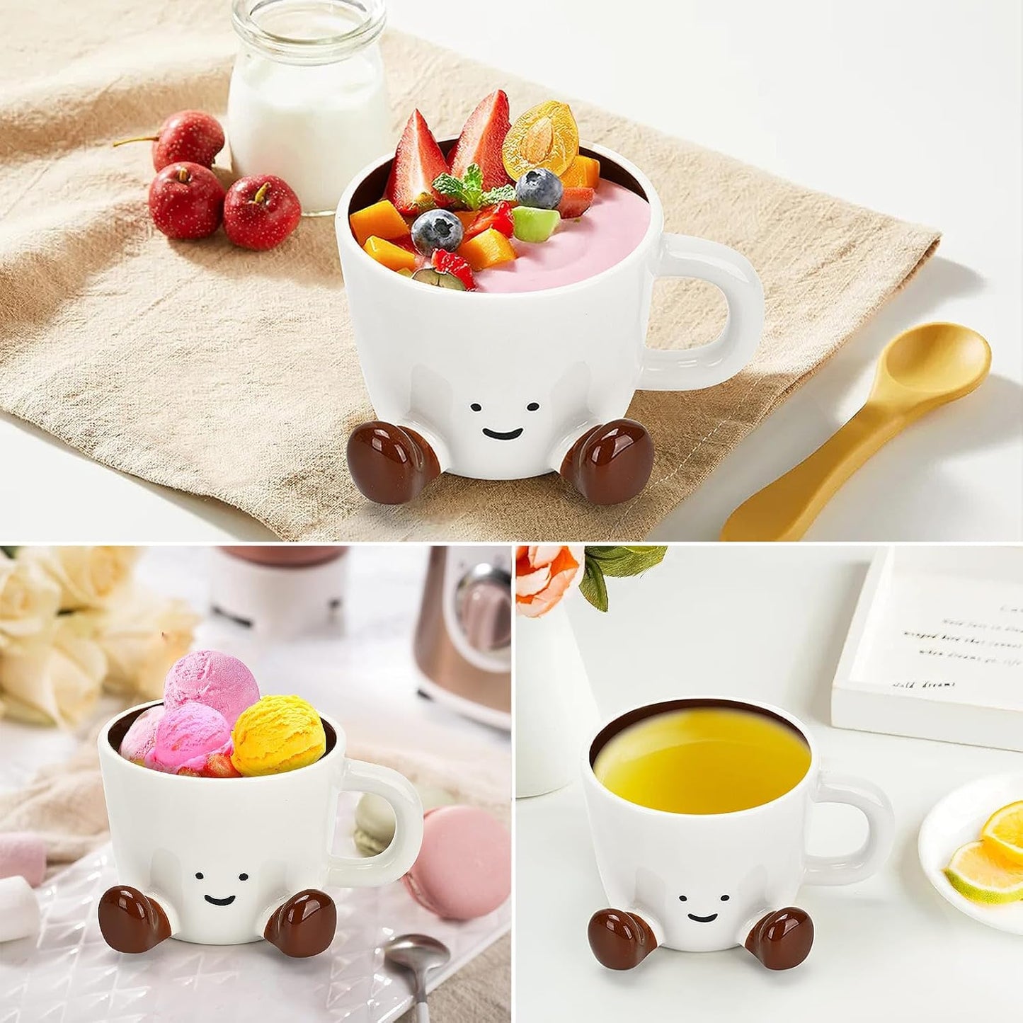 Skiennix Cute Funny Coffee Mug - Unique Ceramic Tea Cup for Women | 12.8oz in Chocolate