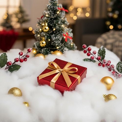 Cididu Fake Snow - 1000g Fluffy Artificial Fiber Fill for Christmas Decor | Soft White Indoor Home Decoration
