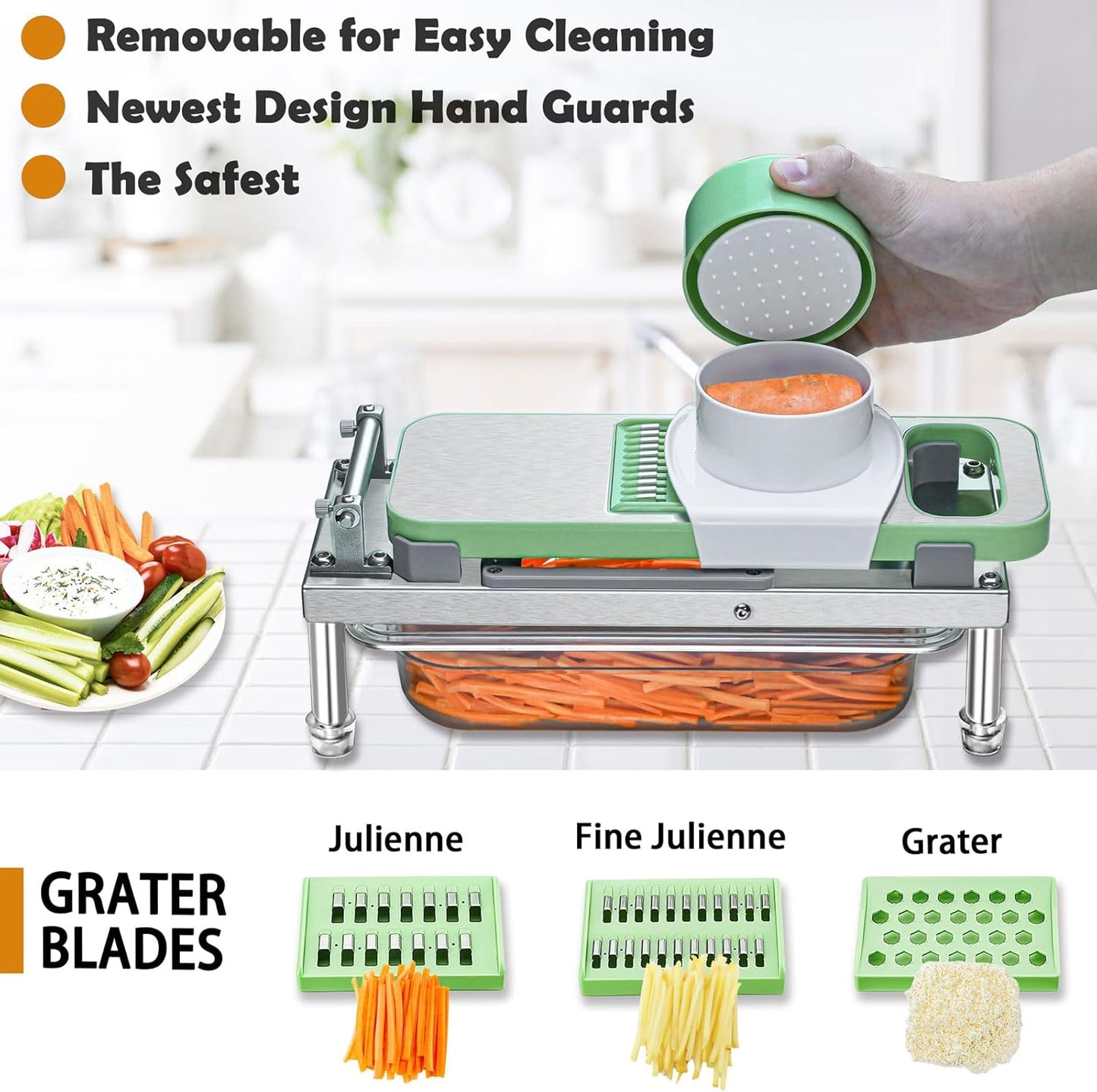 Skiennix Vegetable Chopper - All-in-One 8-Blade Veggie Cutter with Container & Stainless Steel Design