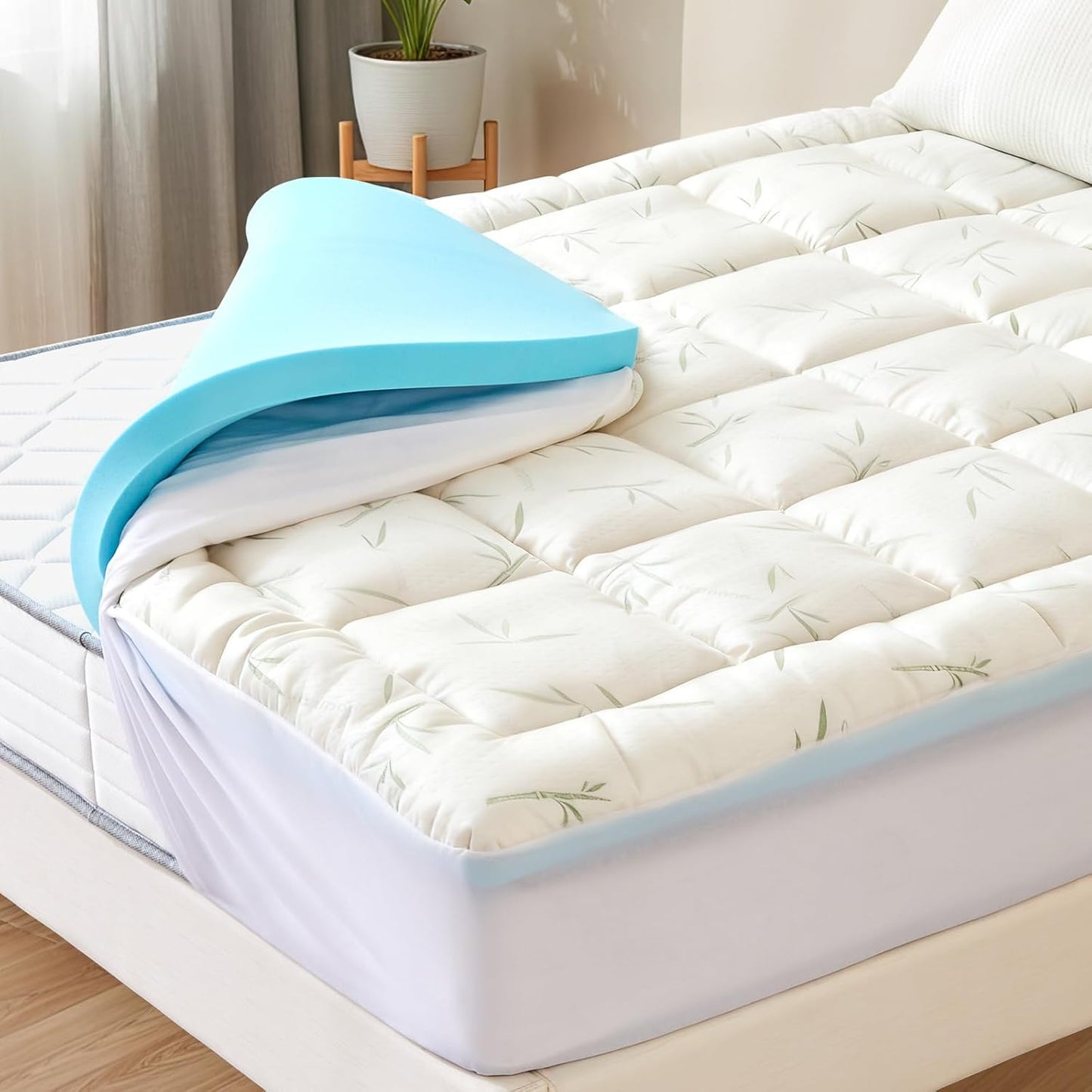 Sweetcrispy Memory Foam Mattress Topper - 2 Inch Gel Plus 1 Inch Pillowtop | Cooling Pressure Relief