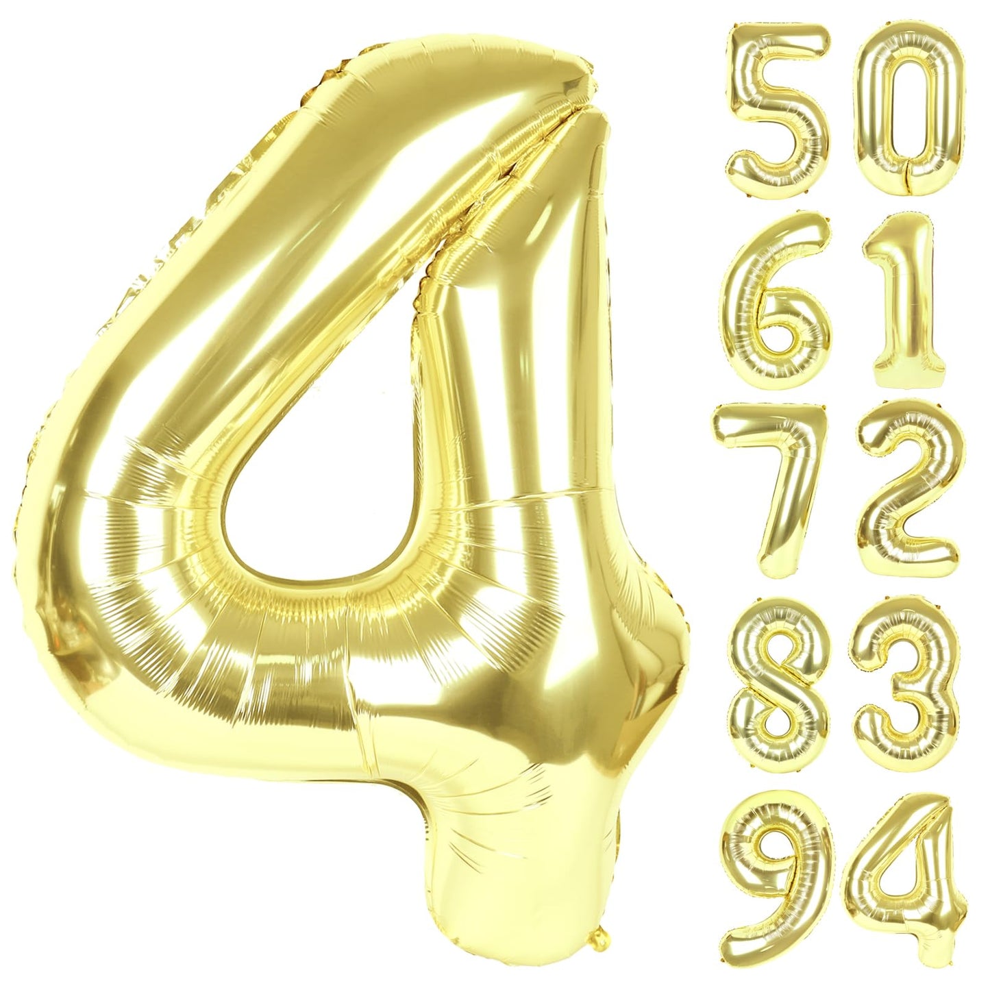 Champagne Gold 4 Balloon, Number Balloons 40 Inch, Light Gold 4th Birthday Decorations for Girls Four Large Numbers for Party Decor, Number 4 Balloon