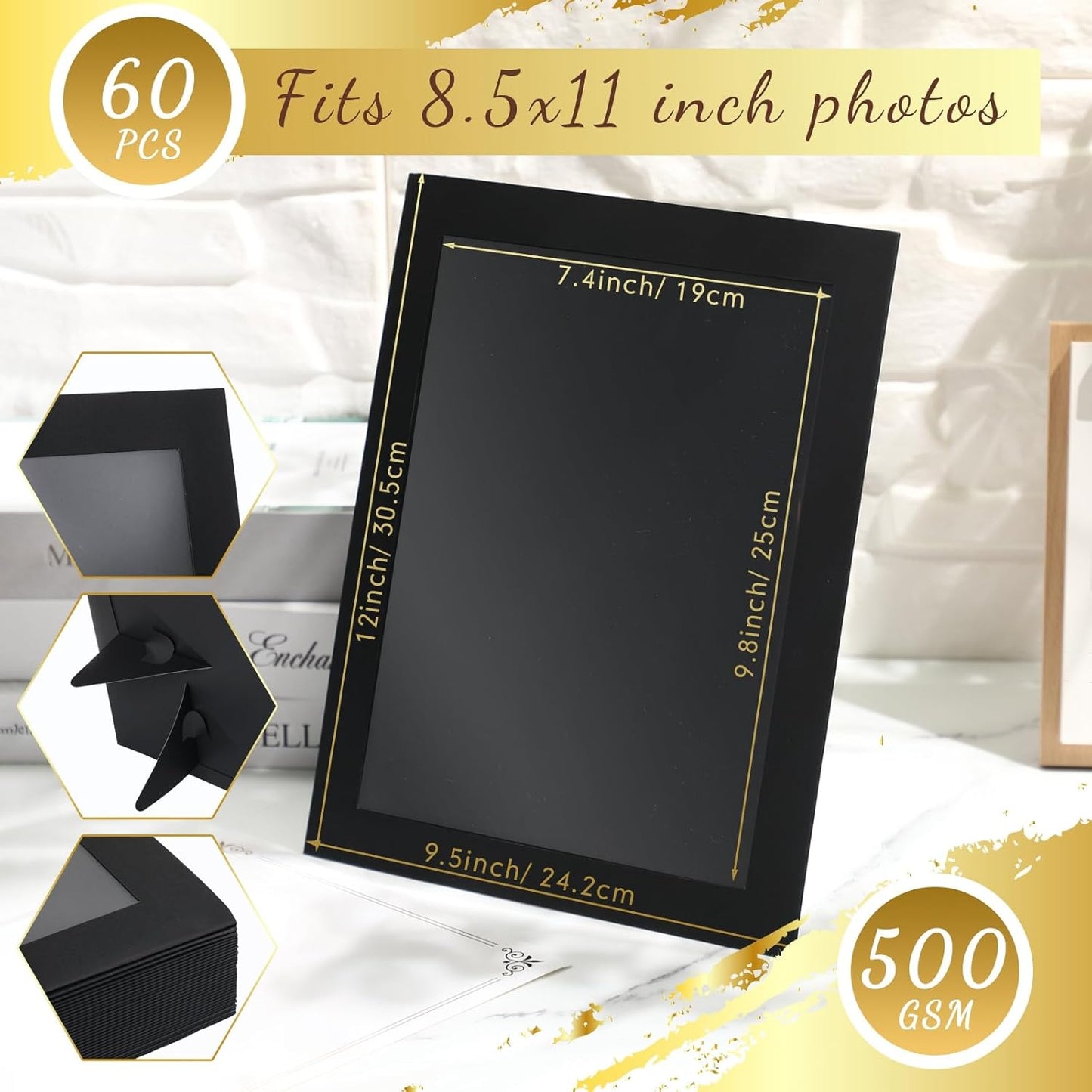 Tatuo 8.5 x 11 Picture Frames - Black Document Holders for Awards & Certificates | 25 Pack