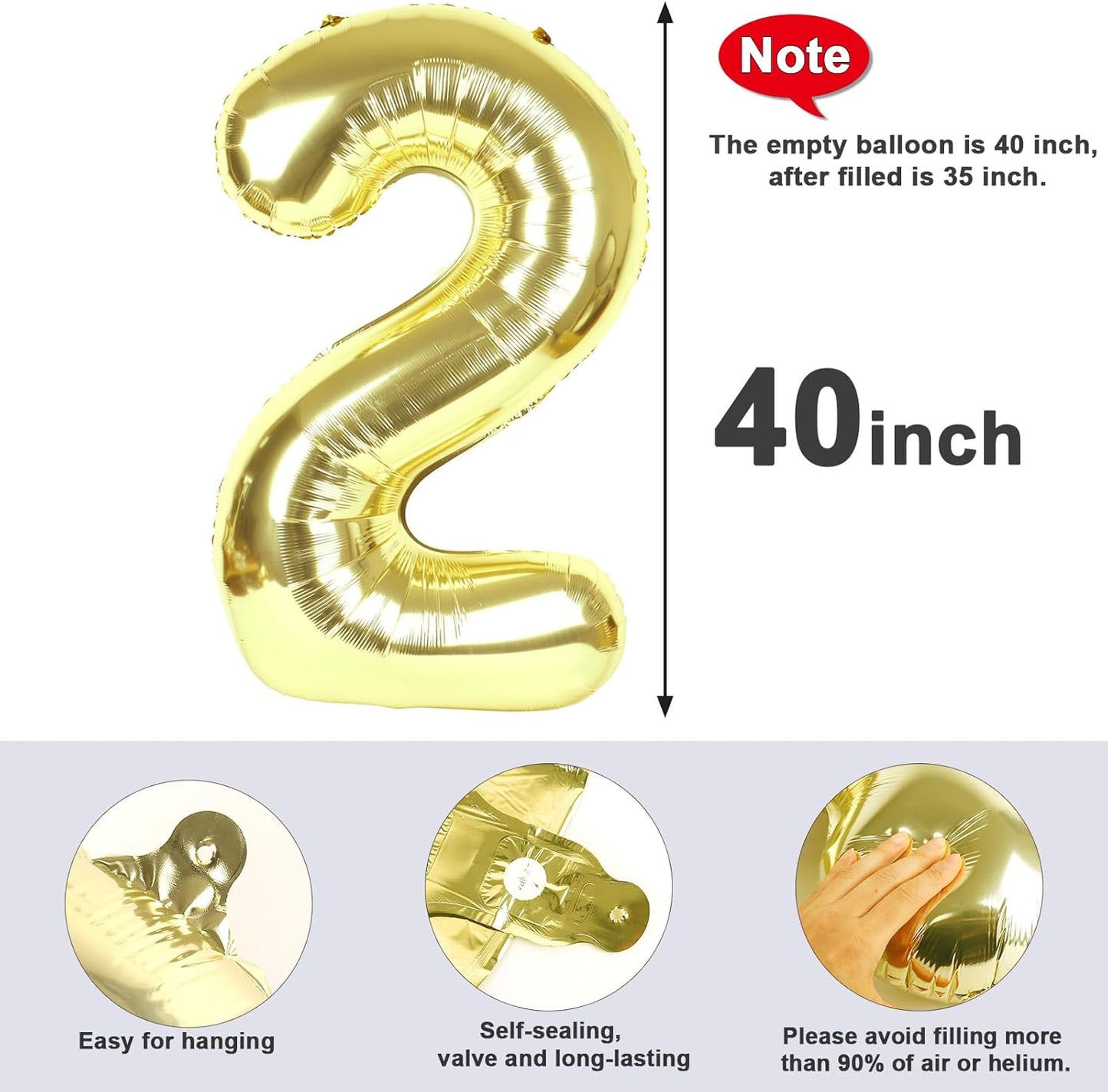 Light Gold 40 Inch Number Balloons by [Brand Name] - Perfect for 2nd, 12th, 21st Birthday & Celebration Decor