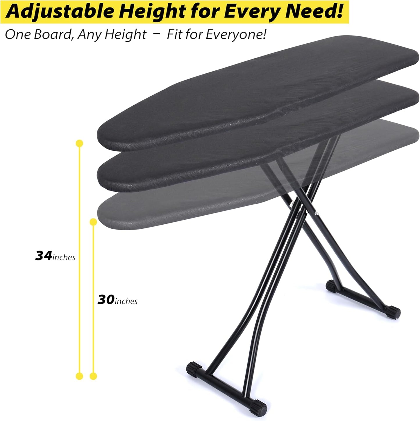 Skiennix Ironing Board - Foldable Adjustable Height with Heat-Resistant Cover | Lightweight & Durable for Home Use