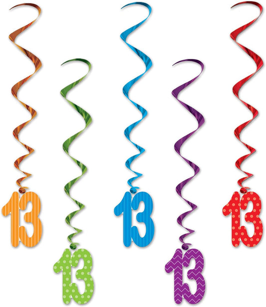 50th Birthday Whirls - 10 Pack Colorful 3' Decorations for Party Celebrations