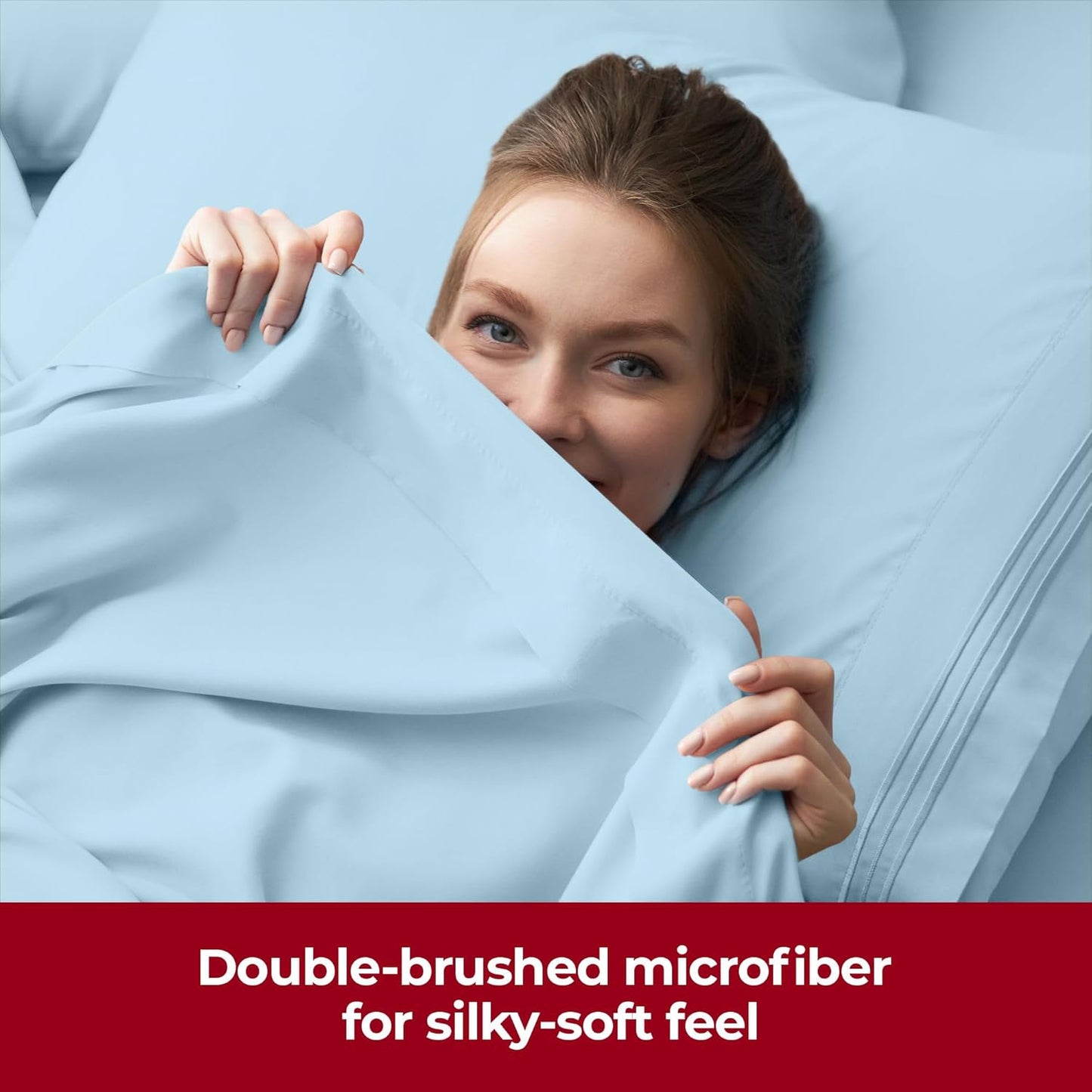 Mellanni Extra Deep Split King Sheets - Hotel Luxury Bedding | Ultra Soft, Cooling, Wrinkle-Resistant (Aqua)