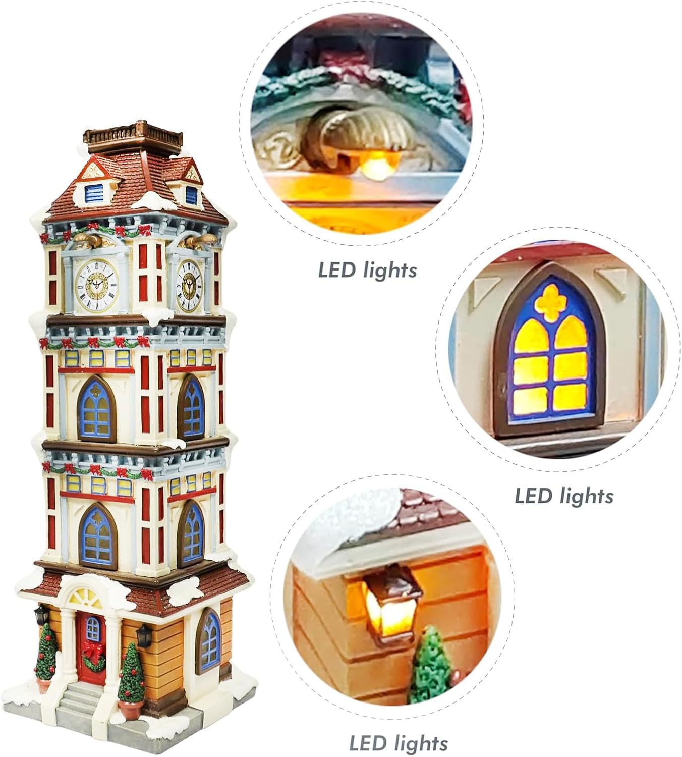 Moments In Time Lighted Christmas Clock Tower - 14.5” Hand-Painted Polyresin Village Décor | Elegant Holiday Gift