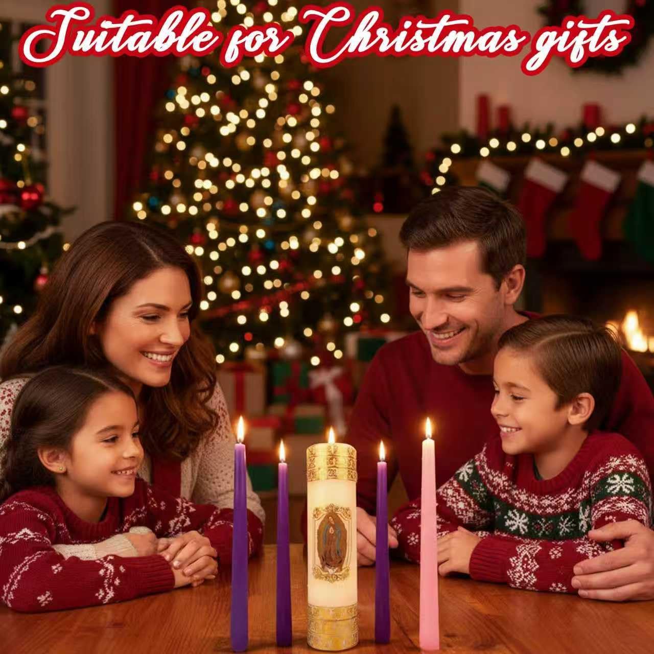 Regine Switzerland Advent Candle Holders - 4-Piece Nativity Wreath Centerpiece Decor