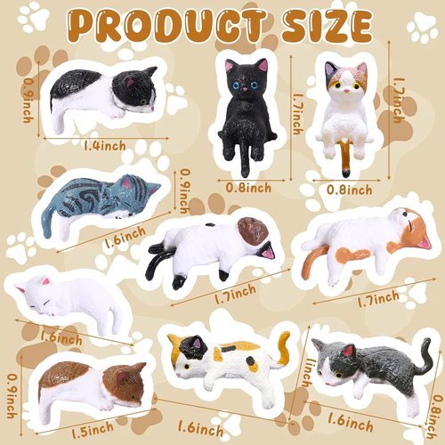 Exasinine Mini Cat Car Accessories - Cute Dashboard Decor & Rear View Mirror Gift | 10 Pcs Set