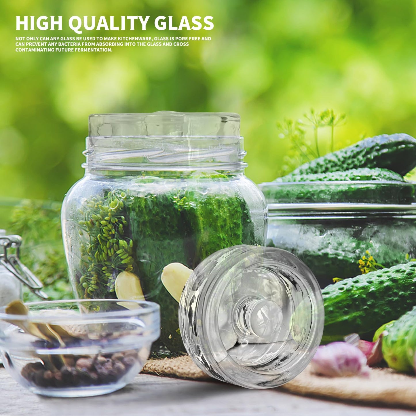 Fermentation Weights,2 Pack Glass Fermentation Weights with Grip Handle,Fermenting Weights for Wide Mouth Mason Jar and Canning Fermenting Pickling Sourkrout