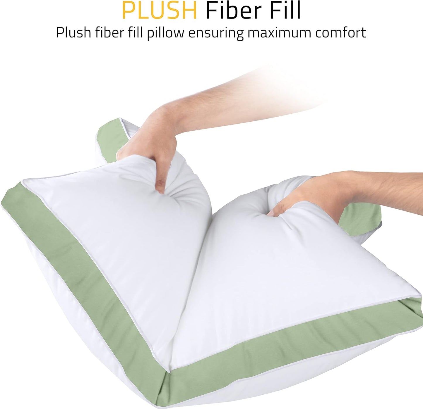 Utopia Bedding Queen Size Bed Pillows - Cooling Gusseted Set of 2 in Sage Green for All Sleep Positions