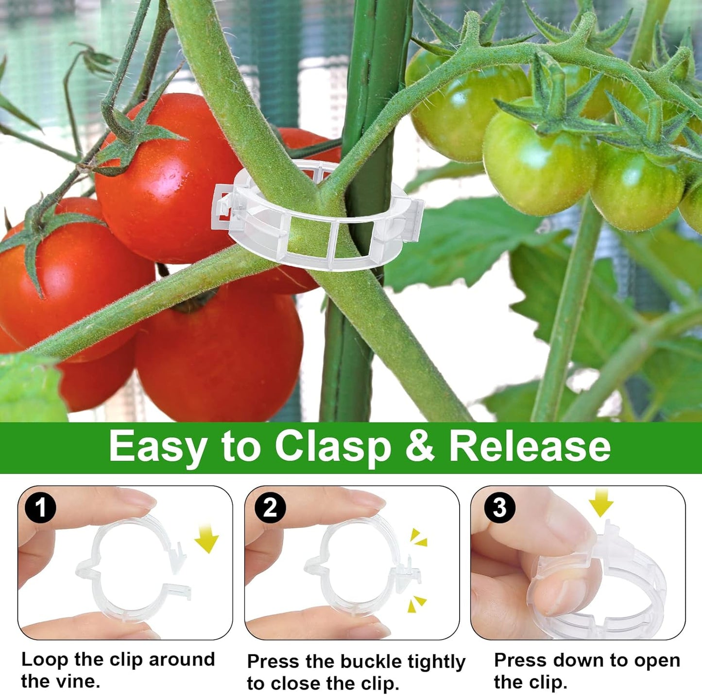 Unves Tomato Clips - 250 Pcs Plant Support Hooks for Tomatoes, Cucumbers & Melons | Grow Upright & Prevent Falling