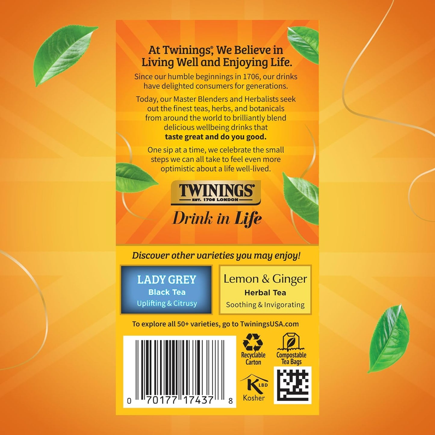 Twinings Earl Grey Extra Strong Black Tea - Citrus & Bergamot Flavor, 120 Individually Wrapped Bags