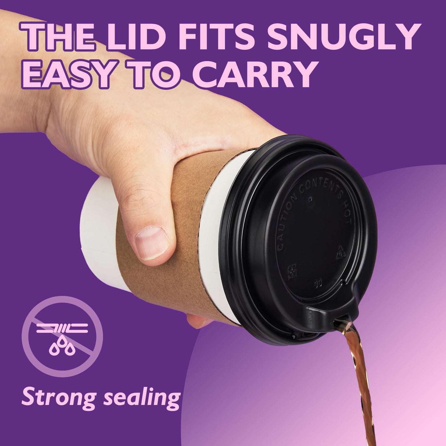 PACKINNO 12 oz 100 Pack Disposable Coffee Cups with Lids and Sleeves, Coffee Paper Cups with Lids, To Go Beverage Drinking Cup for Coffee, Tea