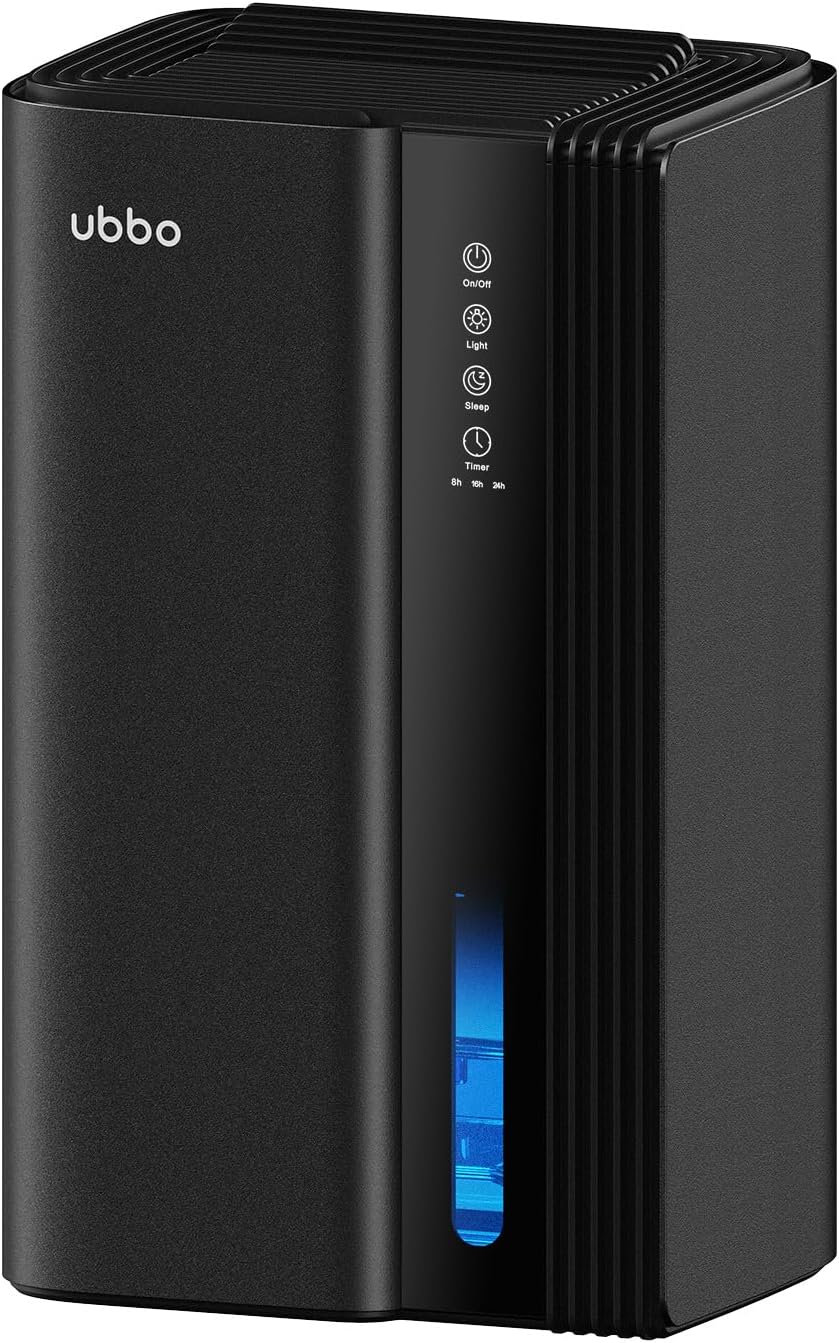 UBBO 95oz Dehumidifier for Home | 1000 Sq.Ft Capacity, Auto Shut Off & 7 Color Light - Black