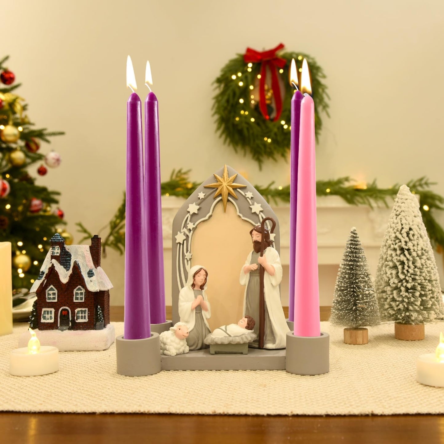 Nativity Advent Candle Holder - Elegant Resin Design for Home & Church Decor | Perfect Centerpiece