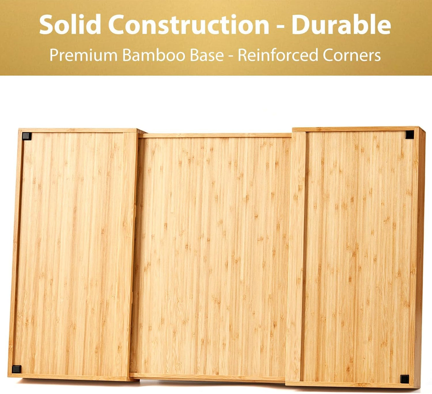 Umilife Extra Large Expandable Kitchen Utensil Drawer Organizer - Adjustable Bamboo Divider, 19" Deep