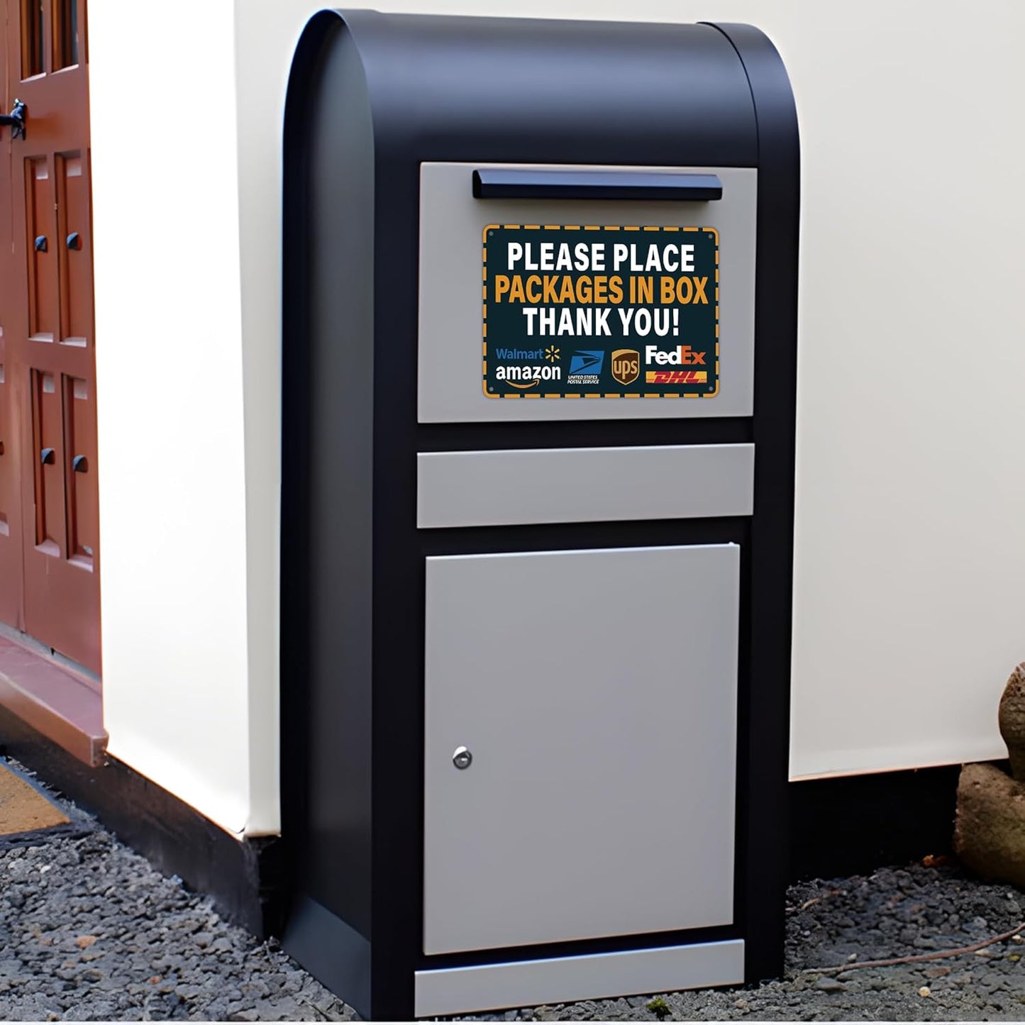 Please Leave Packages Here Sign - Self-Adhesive Waterproof Delivery Sticker for Home & Office