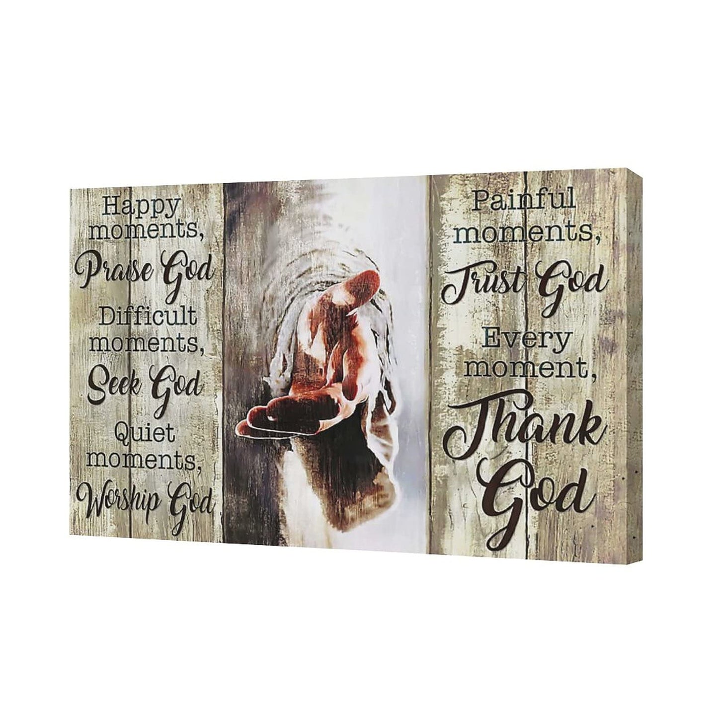 Amazing Jesus Poster Christian Religious Canvas Wall Art Every Moment Thank God Painting Christ Pictures Prints Hand of God Artwork Motivational Quotes Wall Decor Poster Framed for Bedroom Living Room